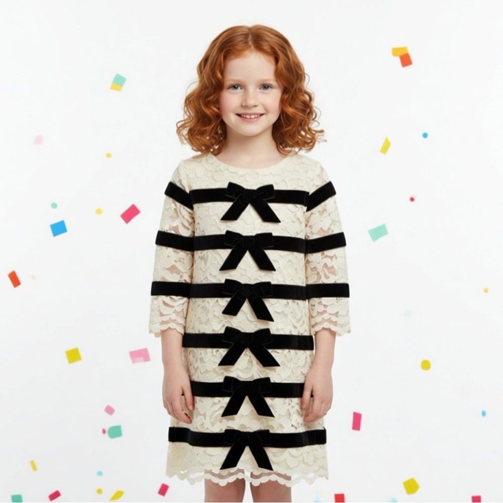Halabaloo Elegant Navy Blue and Cream‎ Lace Kids Dress Sz 4 NWT